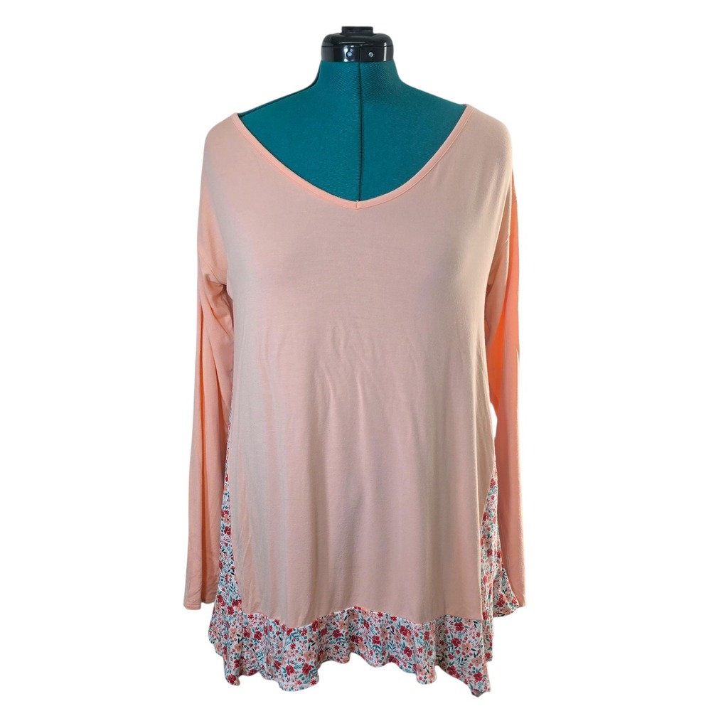 Matilda Jane Women's Floral Peach Tunic Top‎ Long Sleeve Size M
